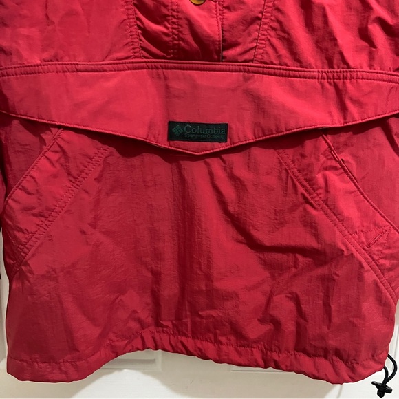 Women COLUMBIA ANORAK WINDBREAKER size Small red half button up hooded nylon - Picture 2 of 10